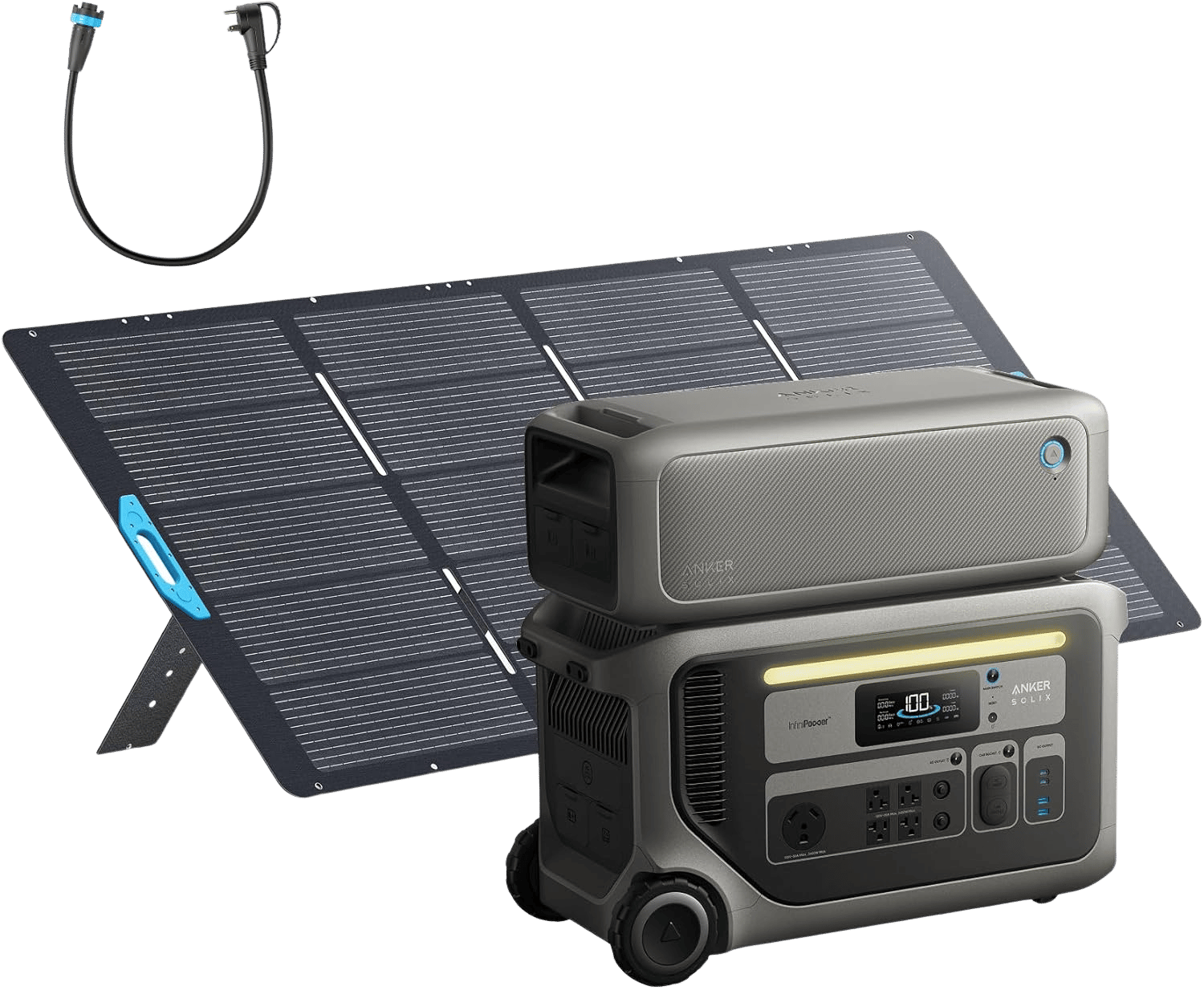 Anker SOLIX F3000 with solar panel and expansion battery